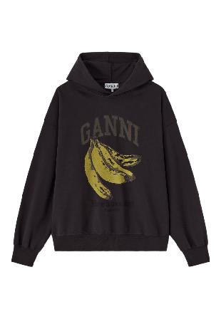 GANNI Isoli Hoodie Banana Print Tröjor Dam Svart S