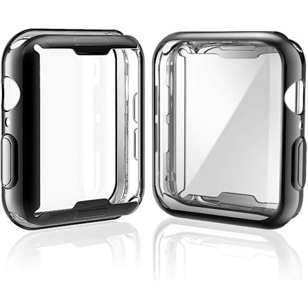 [2-pack] 44 mm-fodral för Apple Watch Series 6 / SE / Series 5 / Series 4 med skärmskydd, heltäckande skyddande TPU-fodral, ultratunt (1 svart + 1 