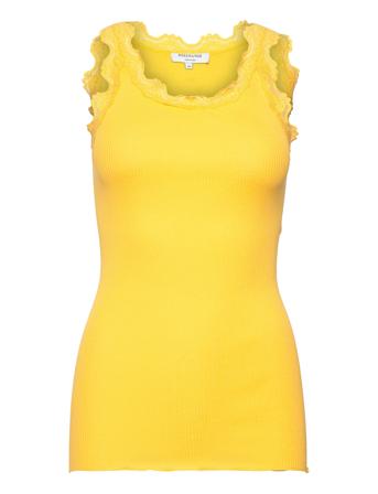 Silk Top W/ Lace T-shirts & Tops Sleeveless Gul Rosemunde*Betinget Tilbud