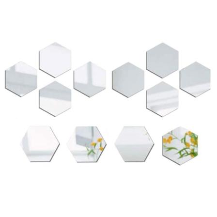 Hexagonala Akrylspegelklistermärken 4,6 Cm Silver 12 St