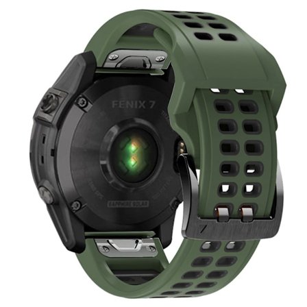 Garmin Fenix 7X / 6X / 5X klockarmband i silikon - Militärgrön / Svart