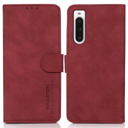 SKALO Sony Xperia 10 V KHAZNEH Lompakkokotelo PU-nahasta - Punainen