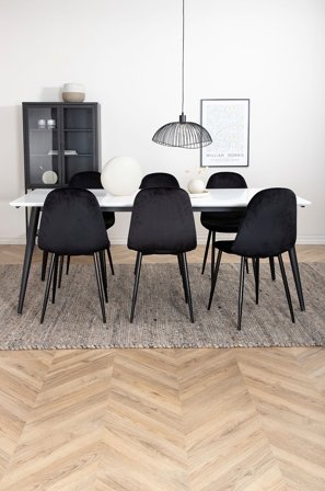 Venture Home - Spisegruppe Jimmy med 6 Polar spisestoler - Hvit - Spisegruppe 6 personer - Fra Homeroom