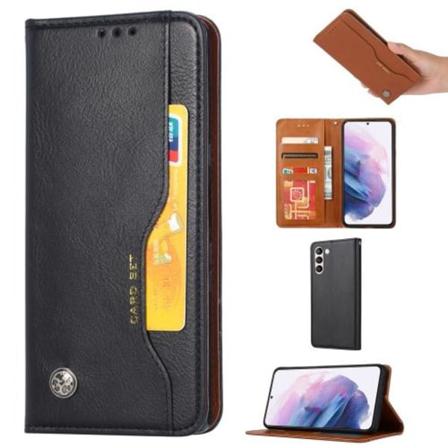 Samsung Galaxy S21 Fe Fodral Flip Läder Med Frontficka Svart