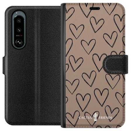 Yhteensopiva Lompakkokotelo Sony Sony Xperia 5 III Cactus and Friends - Earthy Sketch Hearts