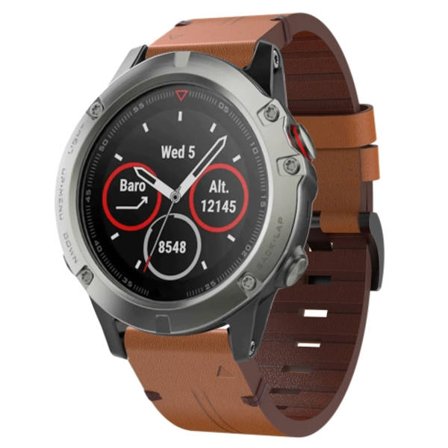 För Garmin Quatix 5 22mm läder stålspänne watch