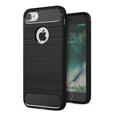 Iphone 6/7/8/se - Skal Gummi I Kolfiberdesign - Svart Svart