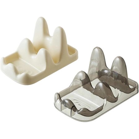 2-lags benkeplateorganisator - skjærebrett- og grytelokkholder med redskapstørker, plassbesparende oppbevaring for kjøkkenredskaper (krem og grå)