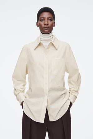 COS Women's Regular Flecked Cotton Shirt in White