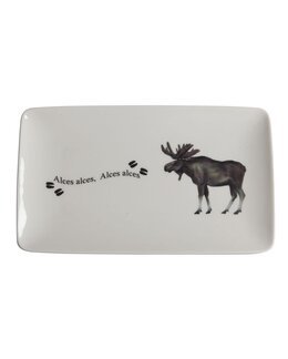 Asjett med håndtegnet motiv Elg 1-pk Hvit