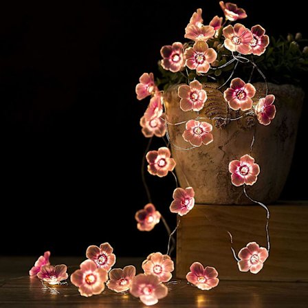Ghyt Flower String Cherry Blossom String Lights, 10ft 30 LEDs Batteridrivna String Lights For Kids Flickor Sovrum, jul, vår, plantskola