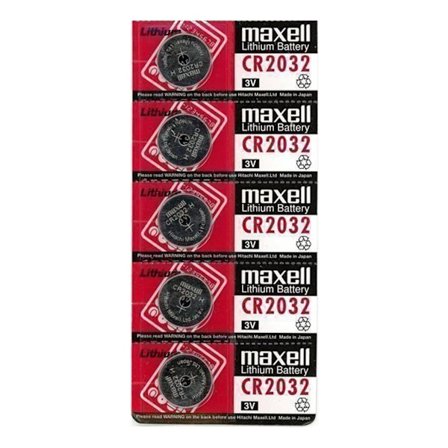 Maxell Lithium Button cell batteri, CR2032, 3V - 5-pack