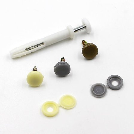 100 stk. hængslede skruehuller med folde-skruelåg, plastskruelåg, skruehuller med flip-top, et-stykke skruehuller