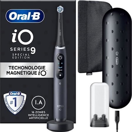 Oral -B io 9 - Black Electric Teeth Brush - Bluetooth Connected, 1 Brush, 1 Charger Travel Case, 1 Magnetic Pouch