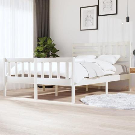Vidaxl Sängram Vit Massivt Trä 140x200 Cm Vit