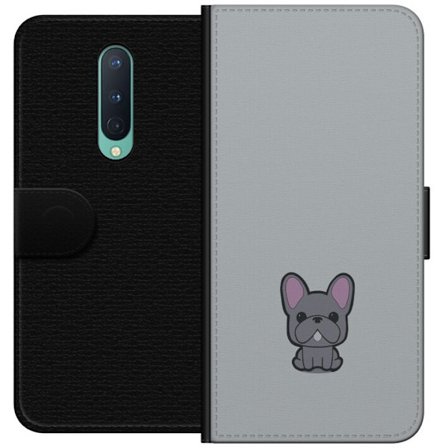 Yhteensopiva Lompakkokotelo OnePlus OnePlus 8 Frenchie Cutie -suunnittelu, jossa on piirretty ranskalainen bulldoggi harmaalla taustalla, söpö minim