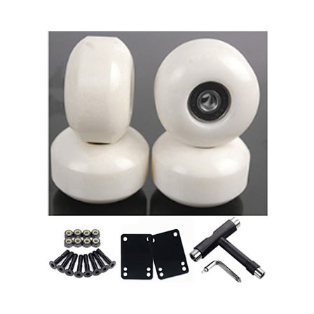 4 stycken (vita) skateboardhjul 52mm 95A, PU-resiliens 80% ersättningshjul med ABEC-9 608 RS kullager för skateboards