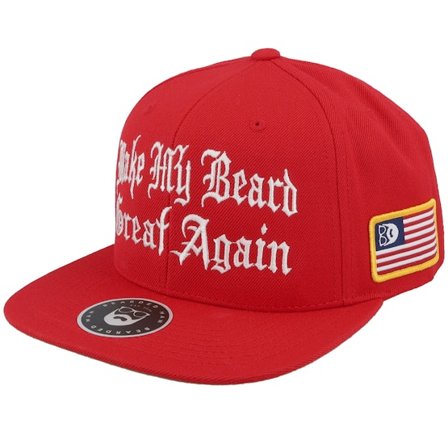 Bearded Man - Rood snapback Cap - Make My Beard Great Again Red Snapback @ Hatstore