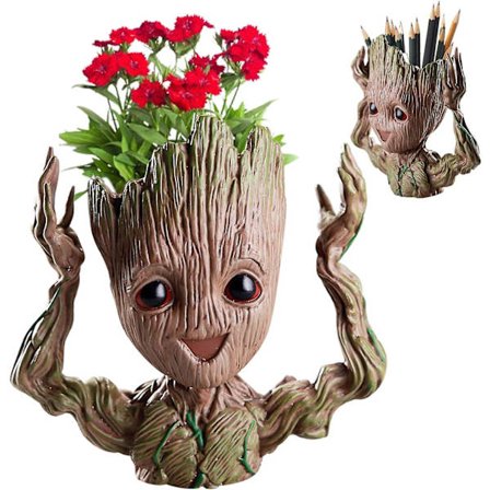 Blomsterpottefigur, Groot Blomsterpotte, Akvariedekorfigur, Groot Penneholder, Tremann Planter Pot, Kreativ Akvariedekorasjon, Kreativ Gave Til