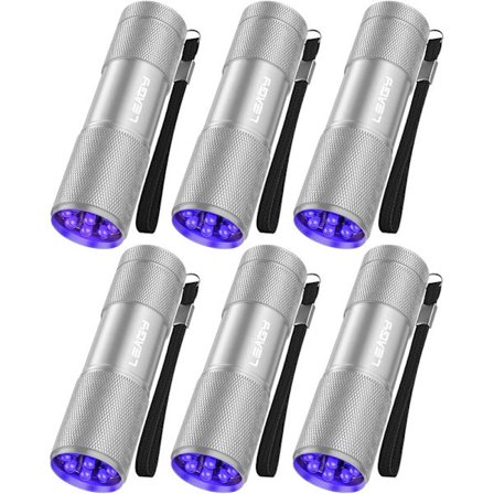 6 Pack UV Light 9 LED 395 nM Black Light Outdoors,Black Light Pets Urine Detector