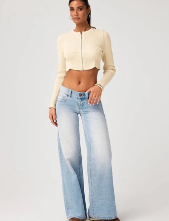 ABRAND 00 Super Low Wide Tall Kaia Wornkaia Worn - Blue - 23