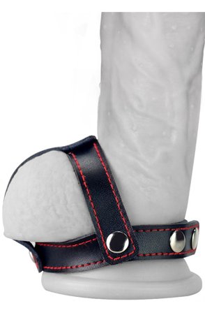 Kjøp T-Style Leather Cockring With Ball Divider - Penis- og pungring | God pris