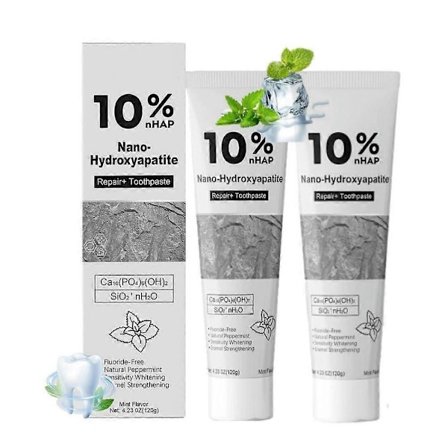 10% nHAP Nano Hydroxyapatit Tandkräm Fluoridfri Emaljreparation Whitening Tandkräm, Cool Mint Frisk Andedräkt