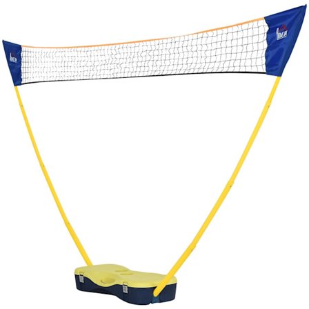 Rootz badmintonnät med stativ - gul, blå - plast - 110,23 cm x 12,99 cm x 61,81 cm