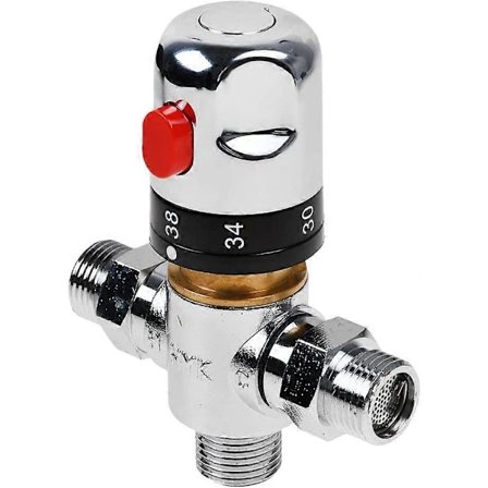Termostatisk Blandningsventil, Termostatisk Blandarventil, Duschblandare med G1/2" Anslutning, Blandningsventil för Varmt och Kallt Vatten, 