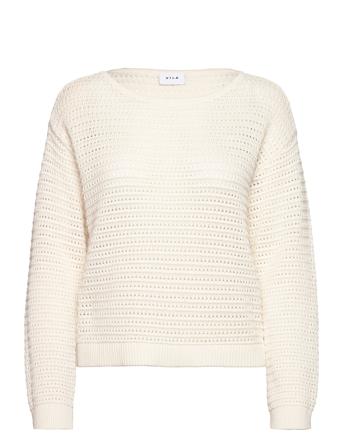 Vibellisina Boatneck L/S Knit Top - Noos Vila Cream
