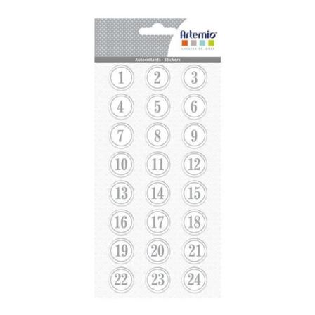 Klistermærker - ARTEMIO - Puffies 3D XL - Adventskalender - Hvid - Sølv - Plastik Silver