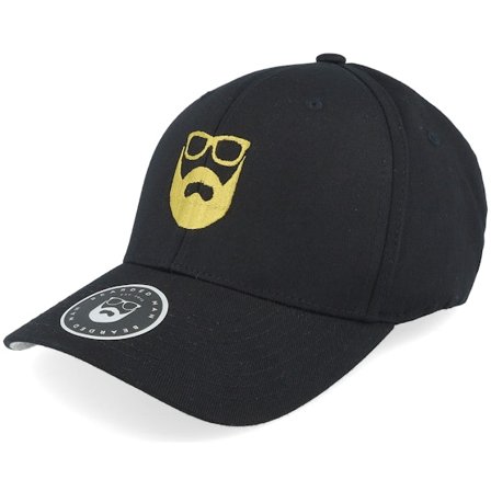 Bearded Man - Svart flexfit Keps - Logo Black/Gold Flexfit @ Hatstore