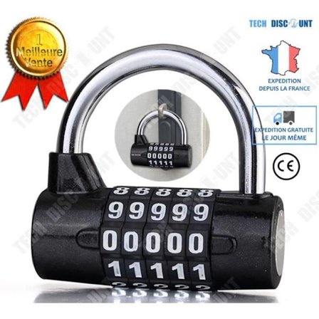 Kombinaatiokoodilukot - TD - Suuri koko - 5 numeroa - Monikäyttöinen - Musta