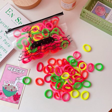 100 stycken små flickhårband, Mini Baby Hair Scrunchies Färg