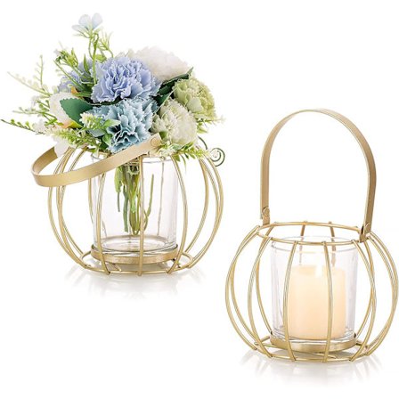 Kynttilänjalka Metallilangasta - 2-osaiselle pylväskynttilälle, pöytäkeskelle