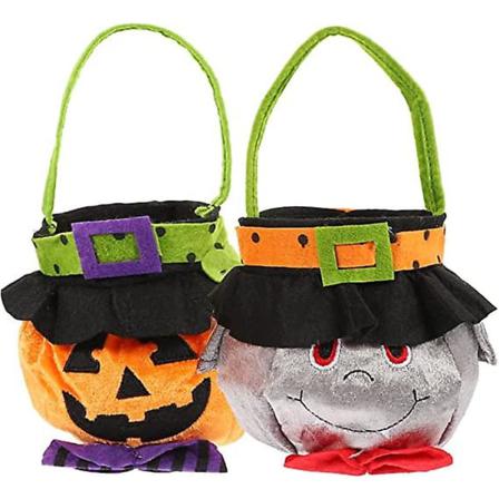 Halloweenfest Hand Som Håller Godispåse Orange Grå 2st