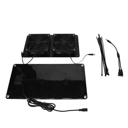 10W Solcellepanel Drevet Vifte Effektiv Rask Kjøling Dobbel Viftesett for Hønsehus Skur Kjæledyrhus