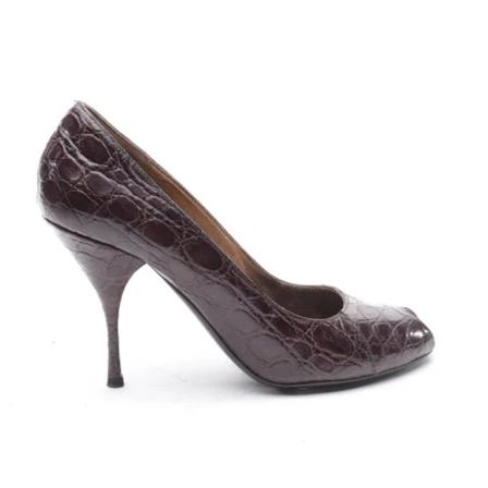 Prada Vintage Pre-owned Leather heels , Bruin , Dames , Maat: 38 EU Vintage Schoenen