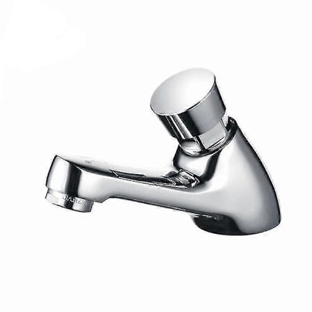 Kök Badrum Krompläterad Självstängande Vattenbesparande Tidsfördröjning Kran Handfat Blandare För Hem Eller Utomhus