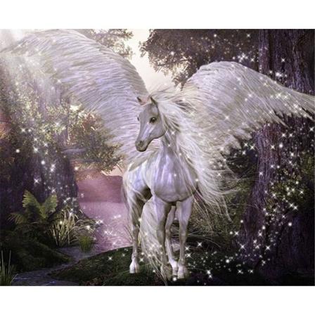 Diamond painting Unicorn Shape 5D Diamond painting Täysi set pieniä kuvia Tee-se-itse-timanttimaalaus (yksisarvinen, valkoinen, 30 x 40 cm),