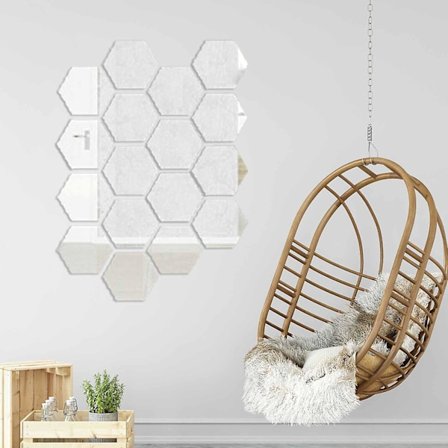 Hexagon Spejl Pasta Akryl Spejl Væg Pasta Tredimensionel Væg Pasta Hjem (FMY)