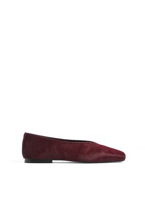NA-KD Ballerines en cuir à bout carré - Chaussures Plates - Bordeaux - EU 36