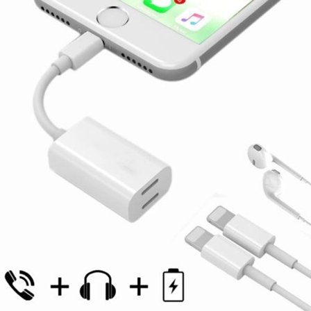 SiGN iPhone 7/7Plus Lightning Adapter för laddning & earpods, 5V, 1A, 10cm
