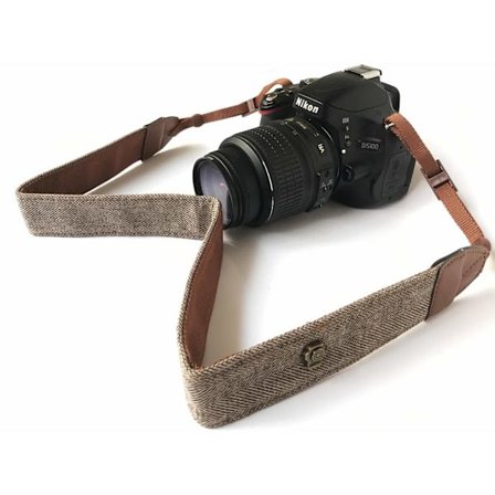 Beställ kamerarem för axel och nacke, för DSLR/SLR/Nikon/Canon/Sony/Lumix/Fujifilm/Rico/Samsung/Pentax/Olympus etc. (Herringbone Pattern Brown)