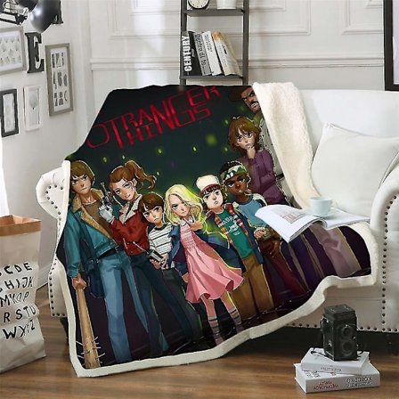 Stranger Things 3D printet plys fleece tæppe vaskbar dyne 150*200cm