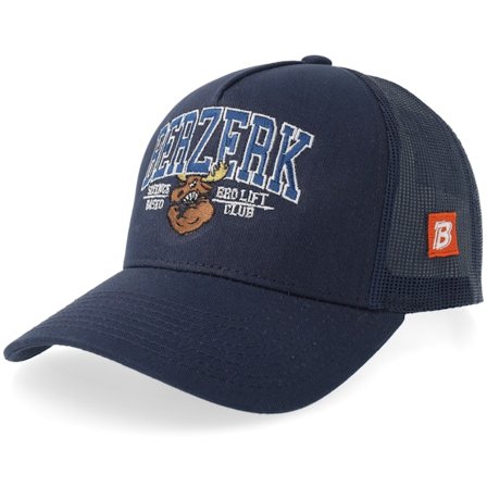 Berzerk - Blå trucker Caps - Jacked Moose Collage Script Navy A-frame Trucker @ Hatstore