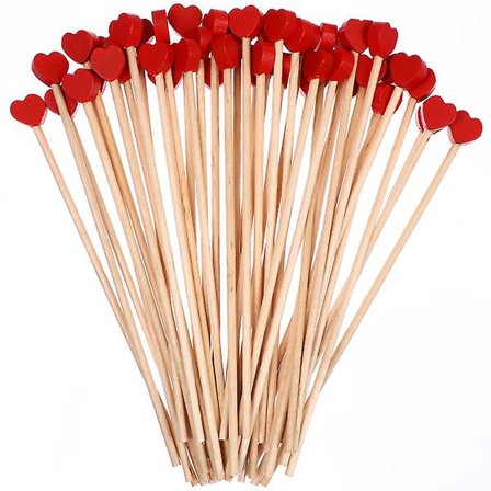 100 trefjærs kaffepinner Hjerte Lang Trefjær Honningrører St