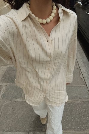 NA-KD Chemise en lin mélangé surdimensionnée - Tenues d'été - Beige/Rayé - EU 38