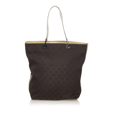 Gucci Vintage, Pre -owne GG Canvas Web Tote Bag Bruin, Dames, Maat:ONE Size