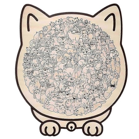 135-osainen kissanmuotoinen puinen palapeli, kissan ääriviivakuvioinen palapeli kodin sisustukseen ja kissan ystäville lahjaksi u200b u200b[HK]